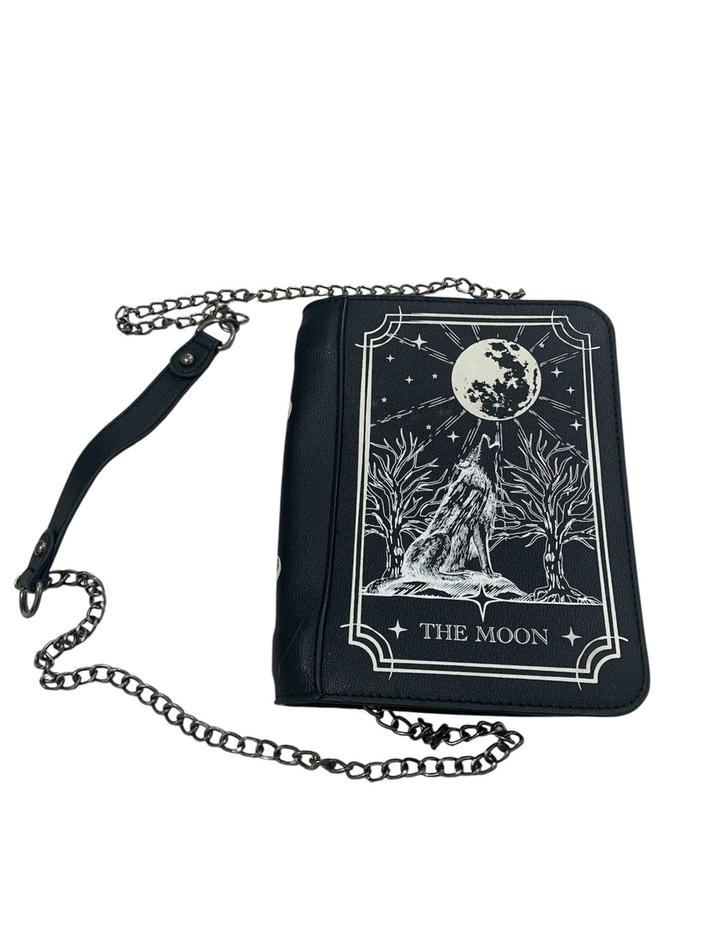 Cosmic‎ Aura Wolf Moon Glow-in-the-dark Crossbody Purse Bag Black Tarot Card